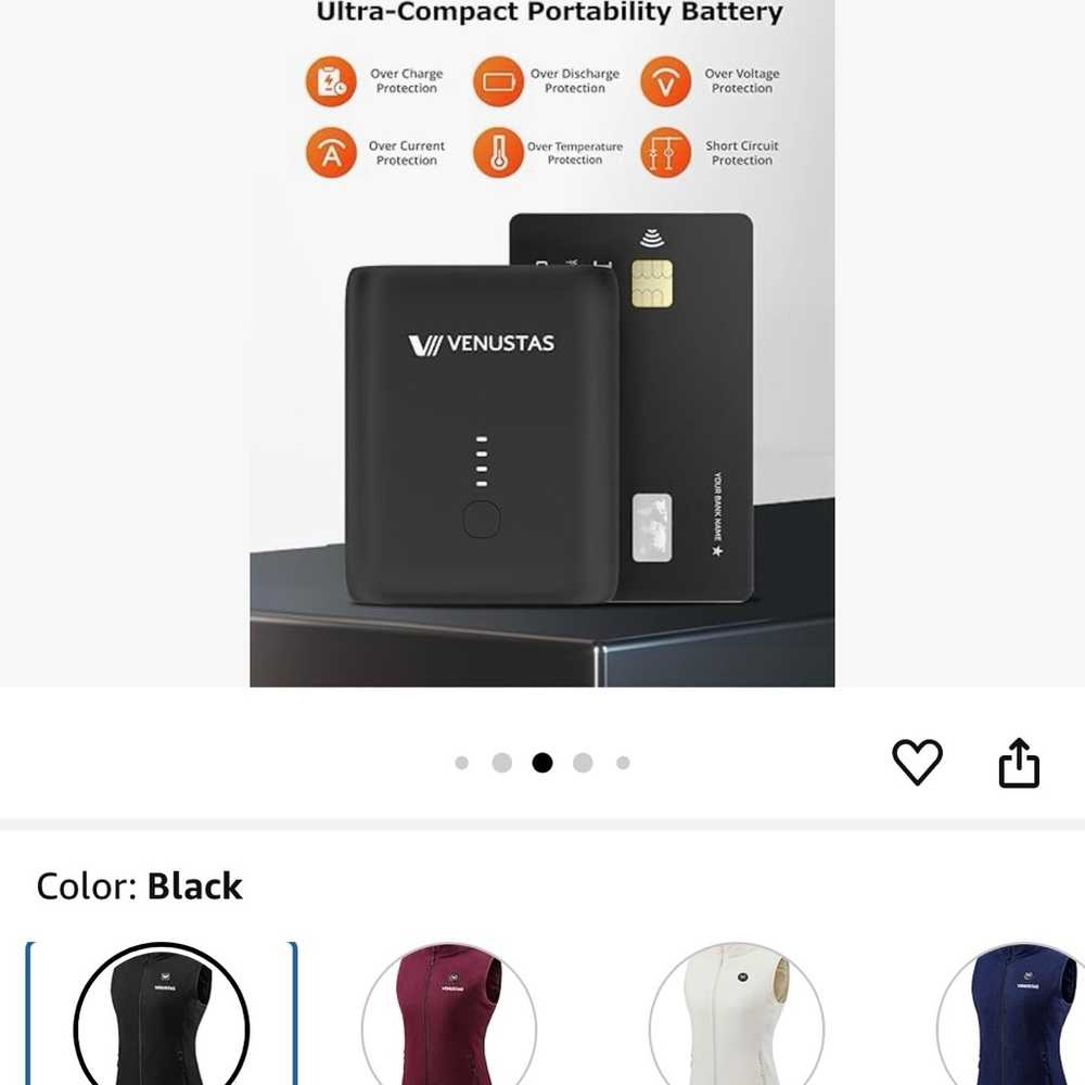 Venustas Black Women’s Fleece Heated Vest with Battery. - Picture 8 of 9